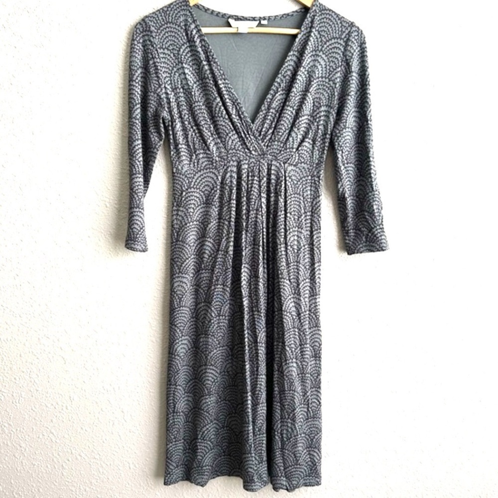 BODEN Floaty Jersey Knit Dress Empire-Waist Knee length, Gray/Brown